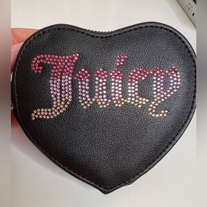 Juicy Couture Black Heart Zip Around Coin Pouch